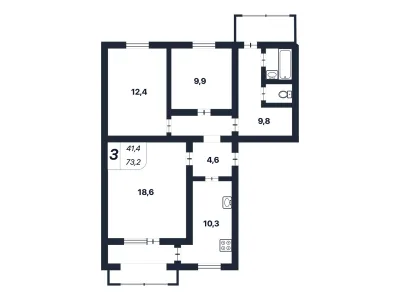 3-к квартира 73.2 м² 3/5 эт., 60 лет СССР — миниатюра 26