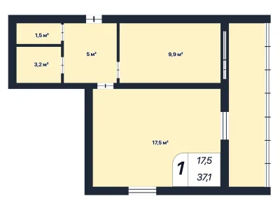 1-к квартира 37.5 м² 7/12 эт., Октябрьская — миниатюра 21